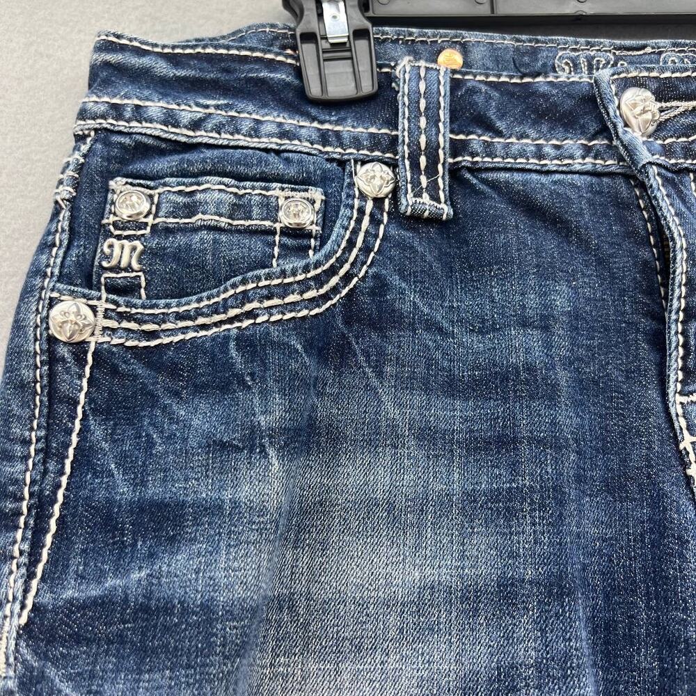 Miss Me Women's Jeans Size 29 (8) Mid Rise Boot Fleur De Lis Biker Moto Bling - Picture 8 of 14